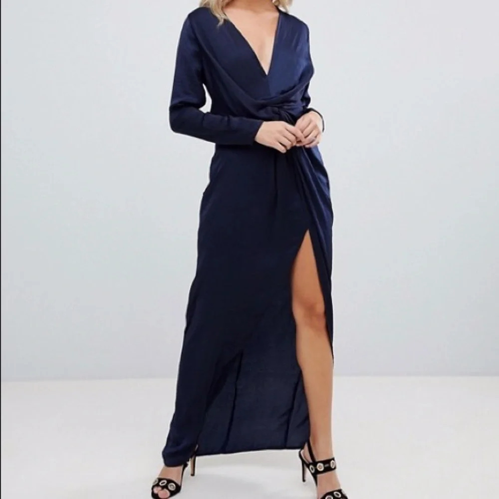 Missguided "NEW" Blue Romantic Cocktail Quiet Luxury Timeless Maxi Dress Size 6